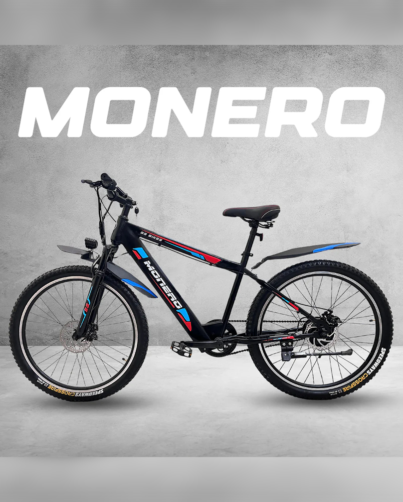 SS Bikes Monero – 250W Motor | 65+ km Range | 36V Internal Battery | Dual Disc Brakes